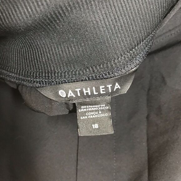 Athleta Women's Brooklyn Ankle Pants Size 18 Black Pull On Ribbed Panel Casual - Picture 8 of 11